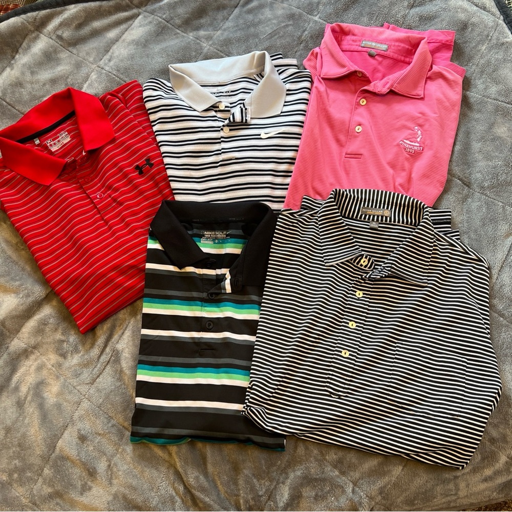 Mens XL Golf Polo Shirt Lot Peter Millar, Nike And Under Armour Lot Of 5
